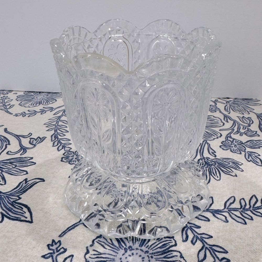 Vintage Avon Elegant Clear Glass Pedestal dish